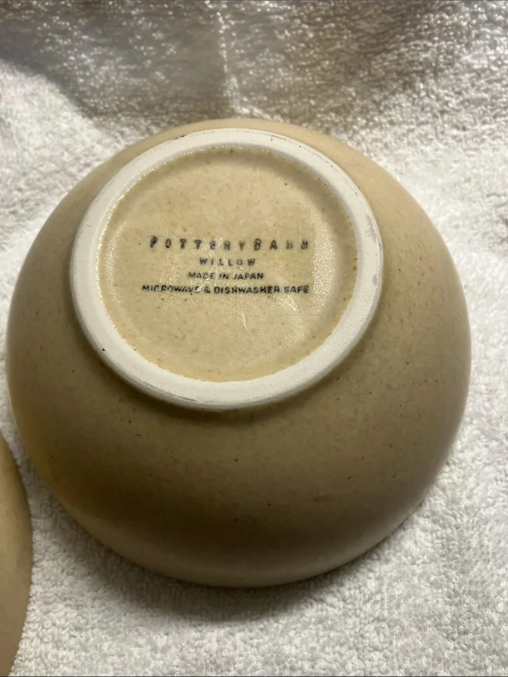 2 Pottery Barn Willow Cereal Bowls in Beige with Brown  Japan